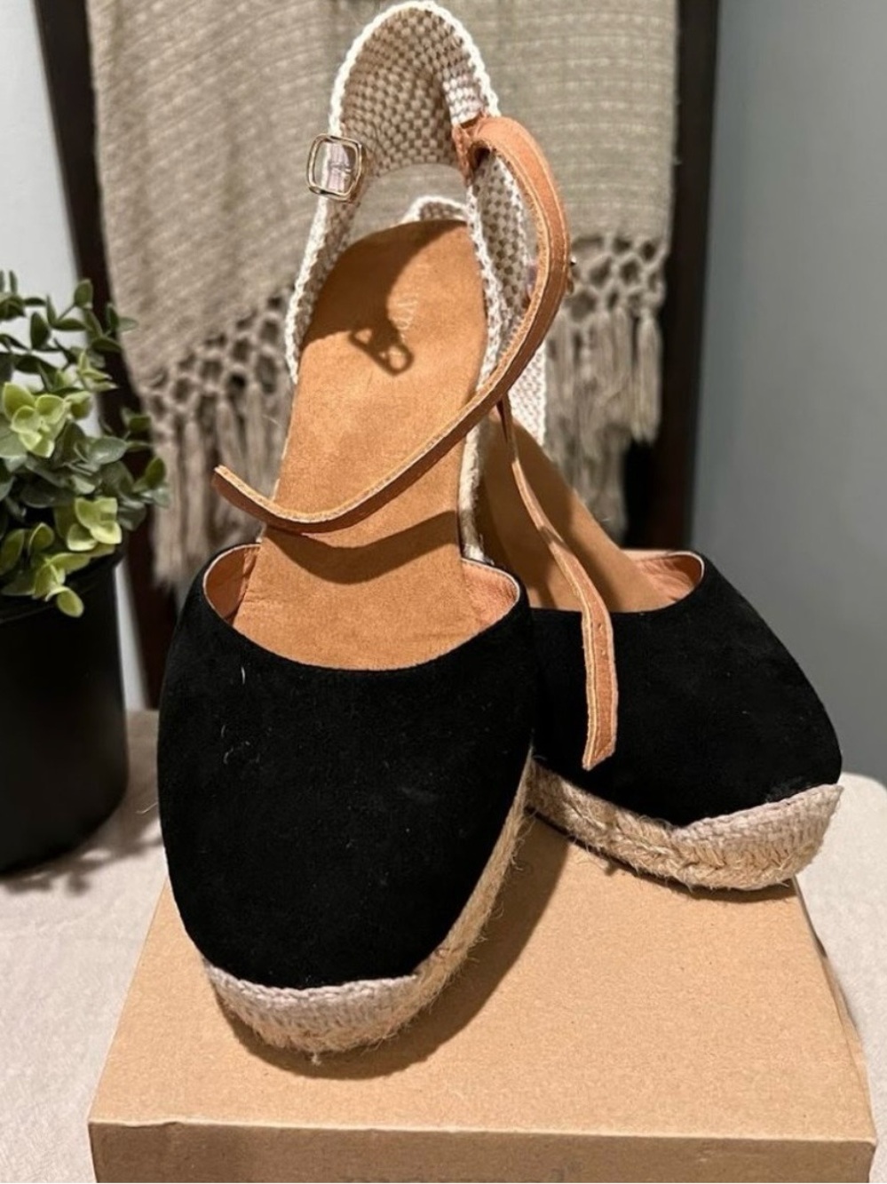 Black Espadrille Wedges